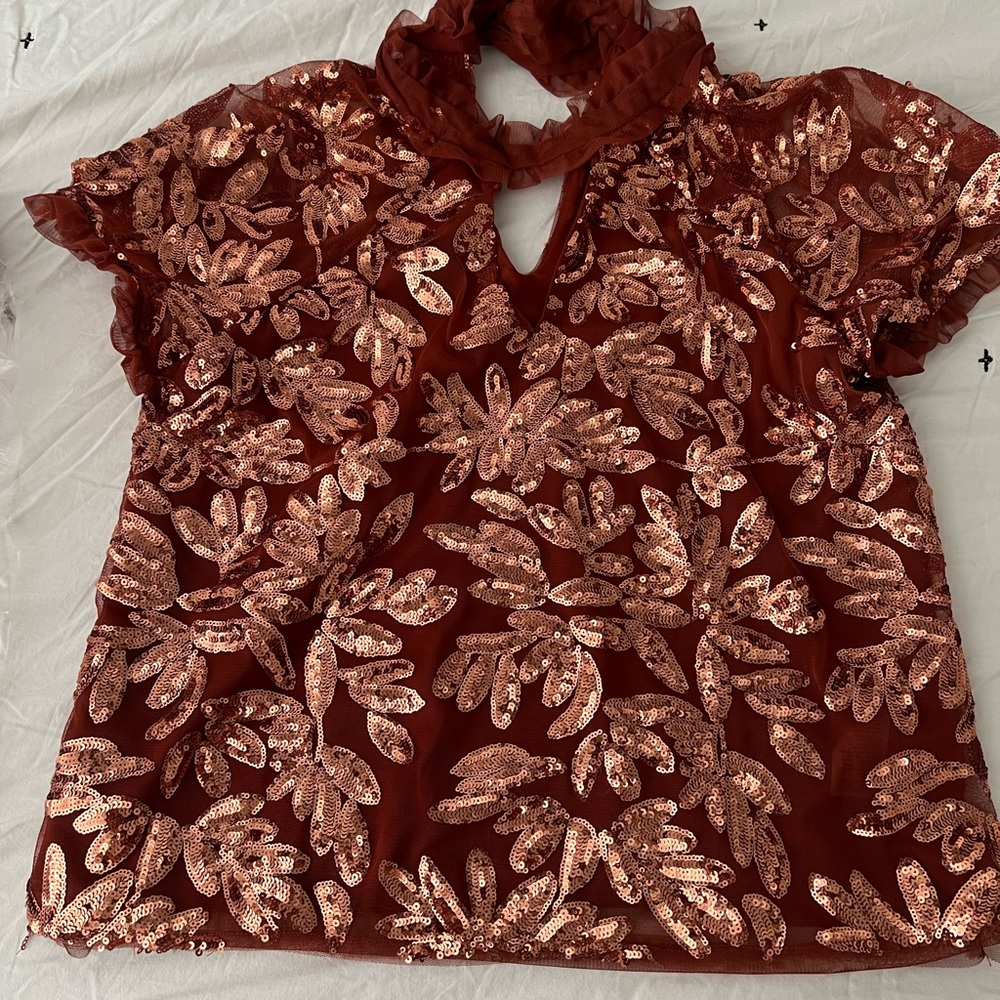 Anthropologie Women's Orange and Brown Blouse